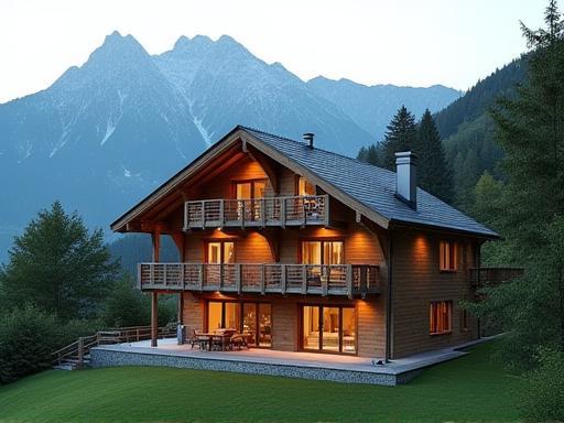 Chalet bois moderne avec vue montagne