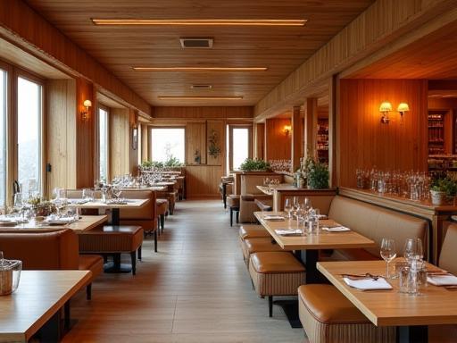 Intérieur restaurant habillages bois