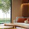 Table design en bois dans un salon moderne
